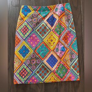 David Meister Multicolor Patchwork Pencil Skirt